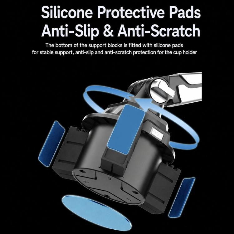 Car phone holder with anti-slip silicone protective pads for grip and scratch protection
