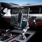 Car tablet and phone holder with secure clamp for screen-forward viewing