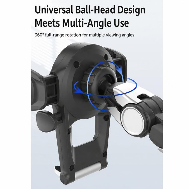 Black ball-head phone holder for car cup mount, multi-angle pivot joint