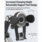 Car phone holder with raised clamping arm and retractable support foot, black