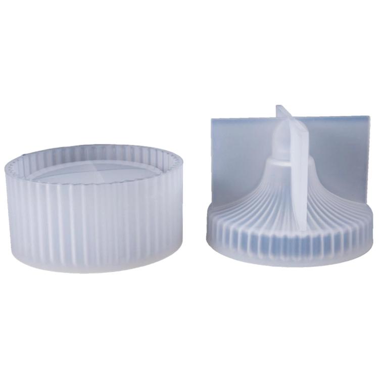 Round ribbed silicone mold with center tube, light blue