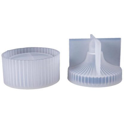 Round ribbed silicone mold with center tube, light blue