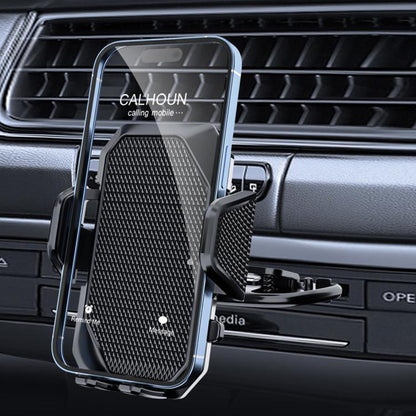 Car CD slot phone holder with textured black grip and side support arms