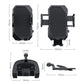 Black car CD slot phone holder with adjustable arms, shown with size diagram