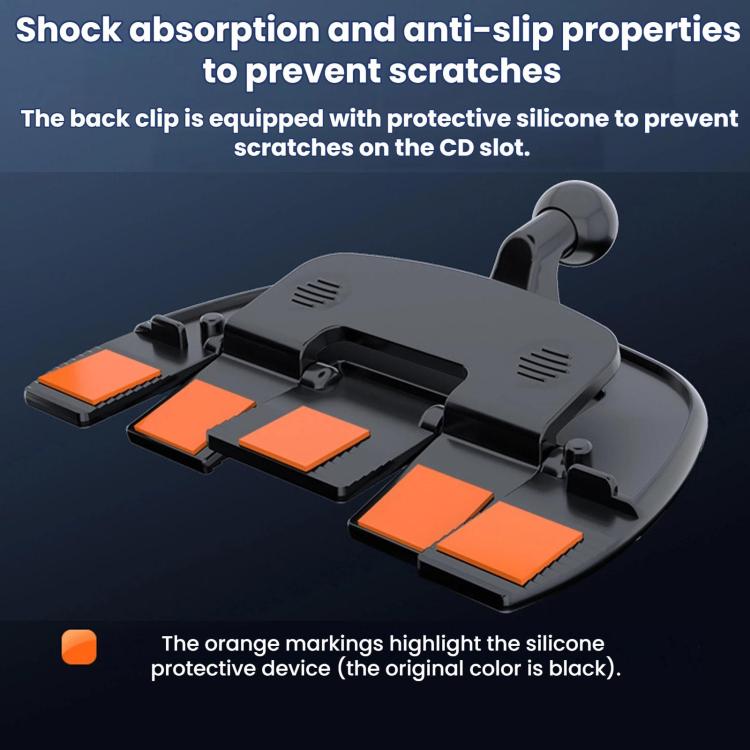 Car CD slot mount with silicone back clip to reduce scratches on the CD slot
