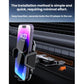 Phone mounted on a car CD slot holder with secure insertion and locking arms