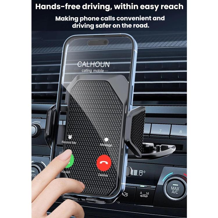 Rotatable car CD slot phone holder with textured panel and hands-free dashboard use