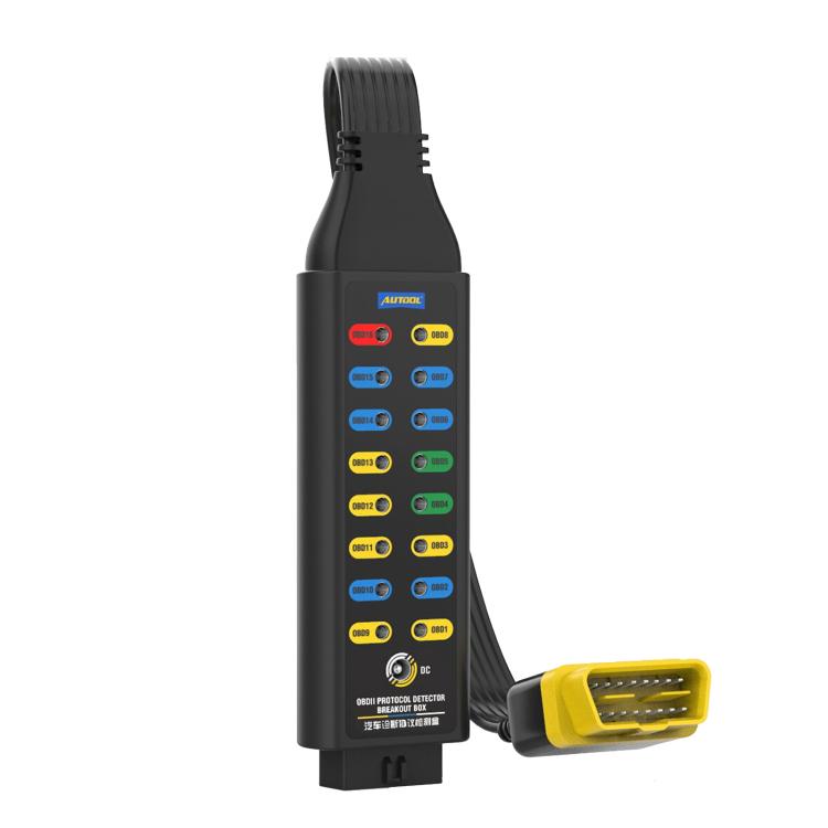 OBD2 diagnostic protocol scanner with multi-color indicator ports and OBD connector