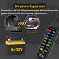 OBD2 scan tool with 8–30V DC power input jack and connected cable
