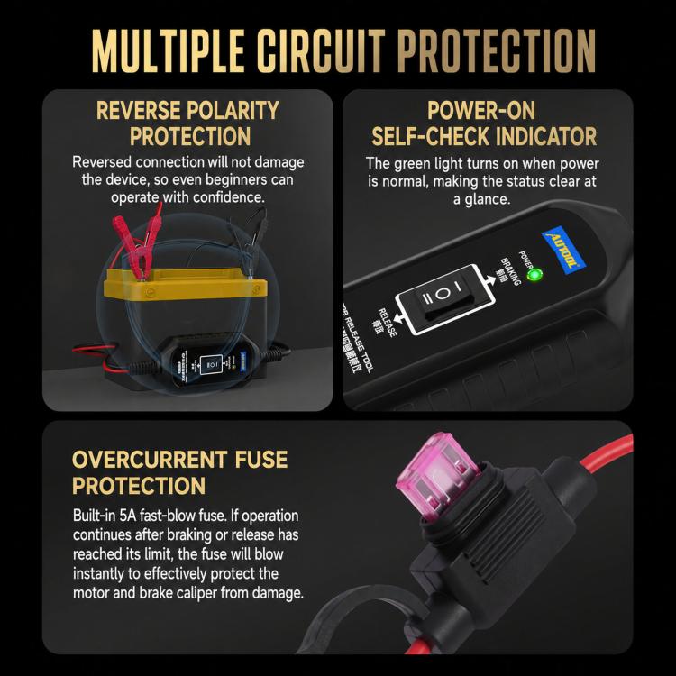 AUTOOL BT10 electronic handbrake release tool with indicator and fuse protection