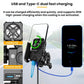 Motorcycle phone cooling heat sink bracket with charging ports and Type-C cables