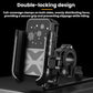 Motorcycle phone cooling heat sink bracket with double-locking full-coverage clamps