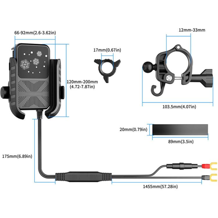 Motorcycle phone cooling bracket kit with heat sink unit and flexible mounting tube