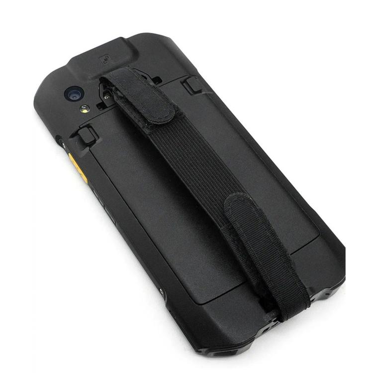 Replacement hand strap on the back of a handheld Zebra barcode scanner