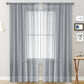 Gray sheer voile curtain panel with rod pocket, light-filtering window-grid pattern