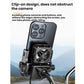 Motorcycle mirror base phone holder with clamp and cooling fan grille, rear view