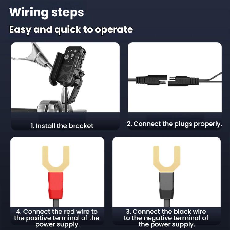 Motorcycle phone holder wiring ports and bracket design, mirror base mount components
