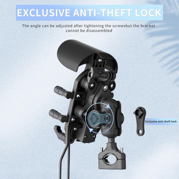 Motorcycle phone mount with anti-theft lock and adjustable side bracket