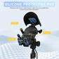 Motorcycle phone mount with silicone protective pads and wireless charging area