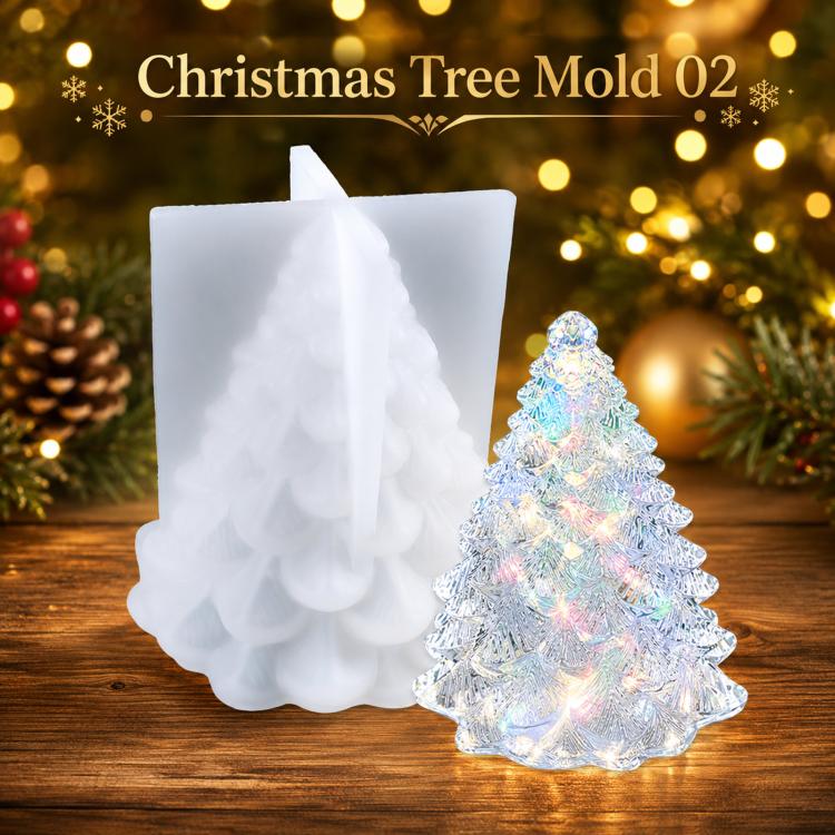 3D Christmas tree candle silicone mold, white, Mold 02 shape