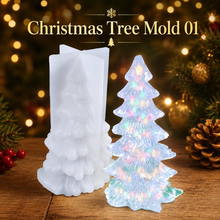 3D Christmas tree candle silicone mold, white, Mold 01 shape