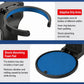 Car vent cup holder with expandable grip arms and blue anti-slip foam pad, black