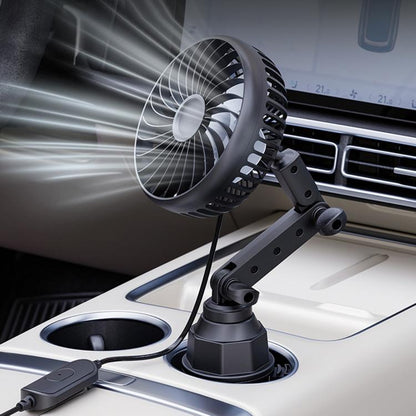 Car cup holder fan with single-head oscillating fan and adjustable mount