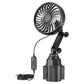 Portable 12V/24V car cup holder fan with round fan head and base