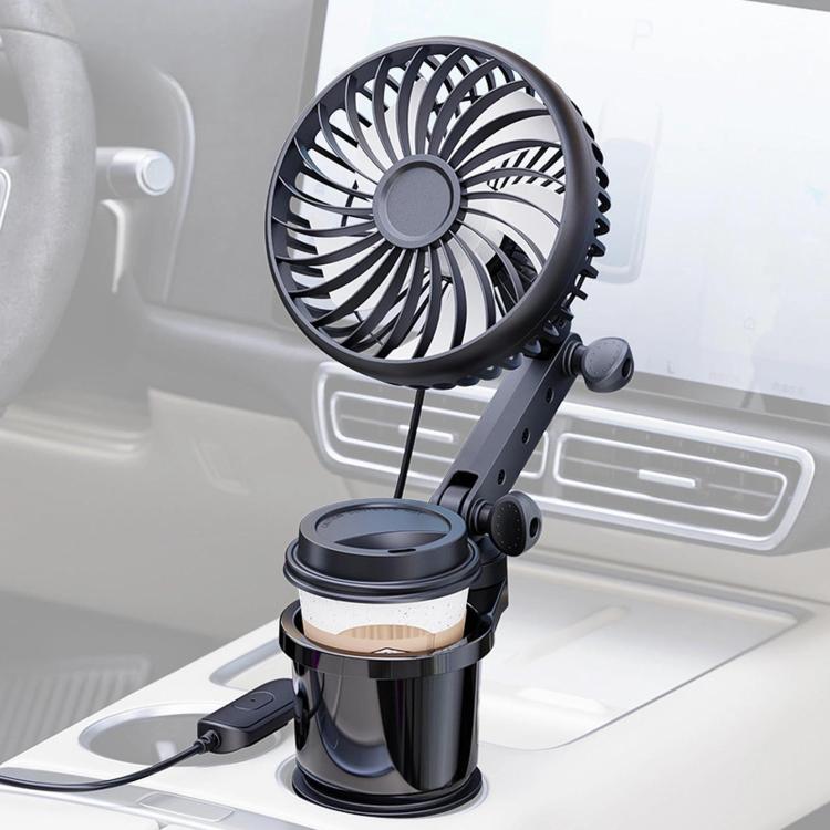 SHUNWEI 2-in-1 car cup holder fan with black adjustable fan and cup holder base