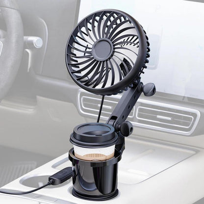 SHUNWEI 2-in-1 car cup holder fan with black adjustable fan and cup holder base