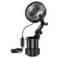 SHUNWEI 2-in-1 car cup holder fan set with black fan head and cup holder stand