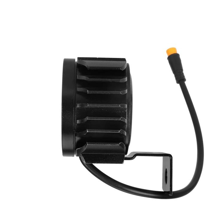 Electric scooter LED headlight with black ring housing and 3-pin waterproof plug cable