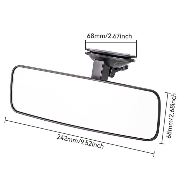 Wide-angle rectangular reversing mirror with suction mount and adjustable bracket