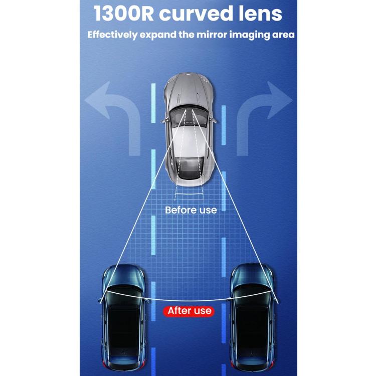 Wide-angle curved reversing mirror lens with suction-mounted bracket