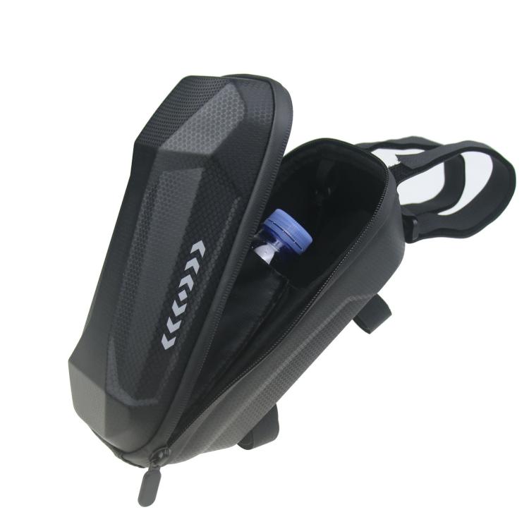 Waterproof handlebar bag with EVA hard shell, dark gray, zip opening with inner pocket