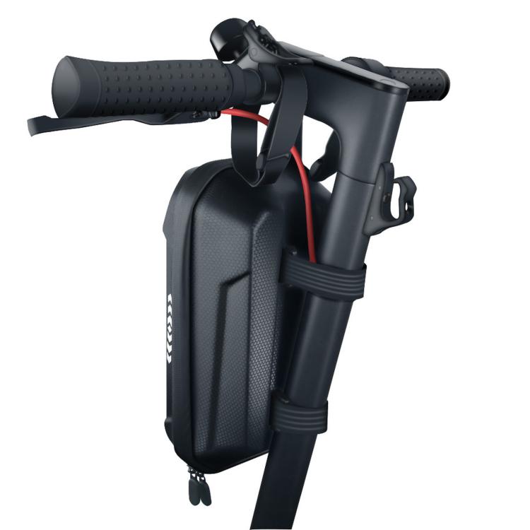 Waterproof electric scooter handlebar bag, dark gray EVA hard shell, side mounting straps