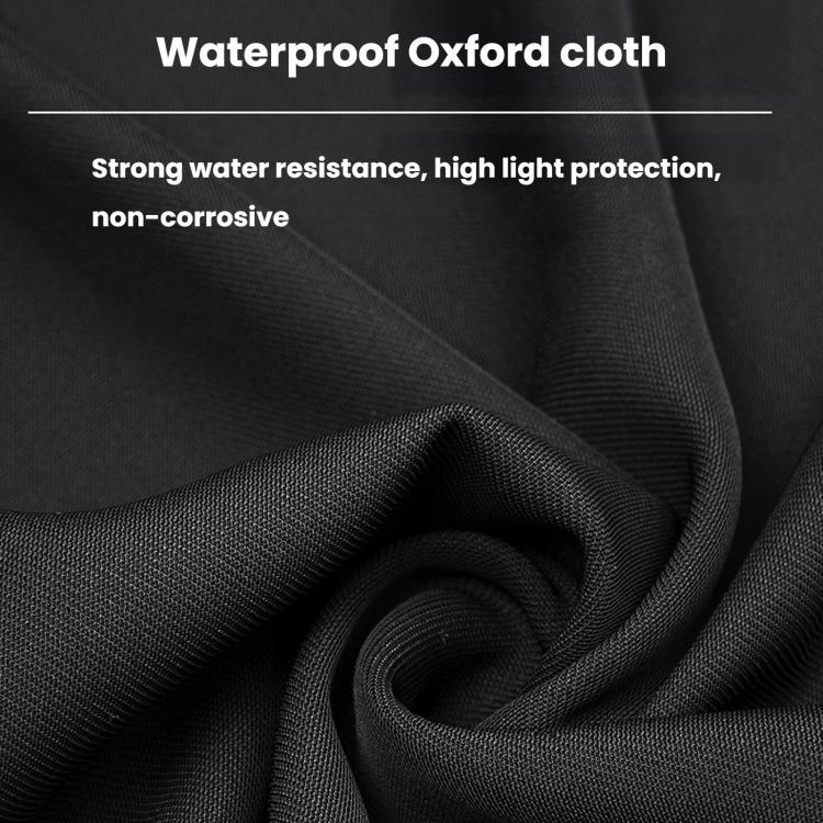 Black waterproof oxford cloth for truck rear door sun shade, textured fabric close-up