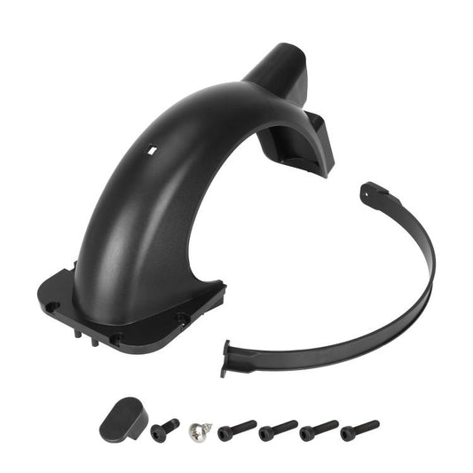 Rear scooter fender mudguard kit with curved guard, straps, and hardware