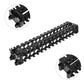 Black plastic battery cell holder spacer bracket with end mounts and slot openings