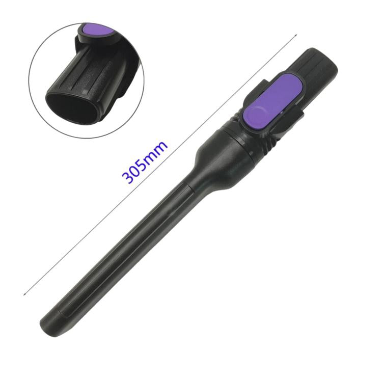 305mm long flat nozzle adapter with purple button and compact connector end.
