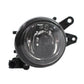 Round fog light assembly with clear lens and black mounting bracket