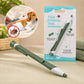 Retractable tick remover tool pen with standing base, green textured grip and loop tip