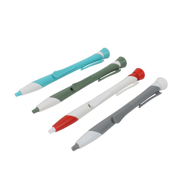 Set of retractable tick remover tool pens in blue, green, red, and gray with loop tips