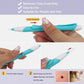Retractable tick remover tool pen in light blue, handheld slider and loop tip