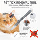 Retractable tick remover tool pen in gray with retractable loop tip and upright base