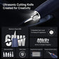 Ultrasonic cutting knife tool with blue-orange handle and metal blade tip