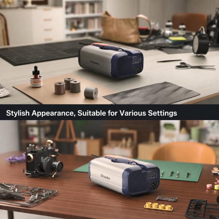 Handheld ultrasonic cutting knife kit with tool body, blades, and accessory holders on mat