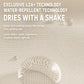Portable 5-fold umbrella canopy close-up with water-repellent droplets icon