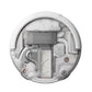Open dust compartment of a white base station with internal parts