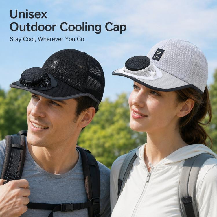 Dark mesh baseball cooling cap with visor and top fan vents